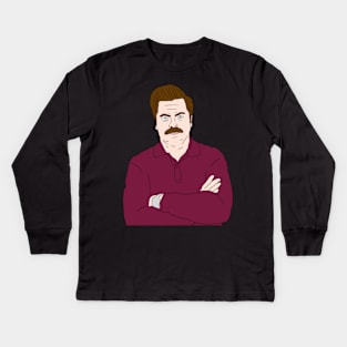 Ron Swanson Kids Long Sleeve T-Shirt